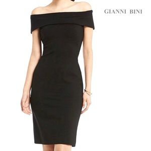 Gianni Bini || Off the Shoulder Black Bodycon Midi Dress 🖤